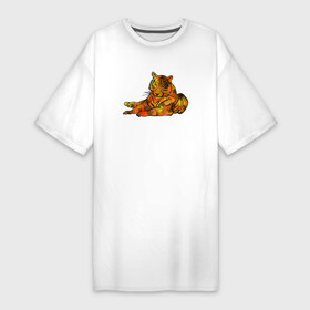 Платье-футболка хлопок с принтом Акварельный тигр 2022 в Екатеринбурге,  |  | дикие кошки | новый год | символ года | тигр | тигренок