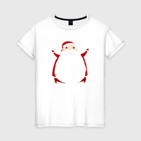 Женская футболка хлопок с принтом Дед Санта 2022 в Екатеринбурге, 100% хлопок | прямой крой, круглый вырез горловины, длина до линии бедер, слегка спущенное плечо | дед мороз | зима | новый год | праздник | санта клаус