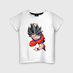 Детская футболка хлопок с принтом Son Goku (Dragon Ball Z) в Екатеринбурге, 100% хлопок | круглый вырез горловины, полуприлегающий силуэт, длина до линии бедер | anime | dragonball | goku | аниме | анимэ | гоку | драконий | жемчуг | манга