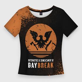 Женская футболка 3D Slim с принтом Day Break  State of Decay 2 в Екатеринбурге,  |  | day break | daybreak | logo | state of decay | survival horror | undead labs | загнивающий штат | зомби апокалипсис | лого | логотип | стадия разложения | стейт оф декай | эмблема
