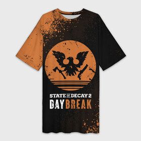 Платье-футболка 3D с принтом Day Break  State of Decay 2 в Екатеринбурге,  |  | day break | daybreak | logo | state of decay | survival horror | undead labs | загнивающий штат | зомби апокалипсис | лого | логотип | стадия разложения | стейт оф декай | эмблема