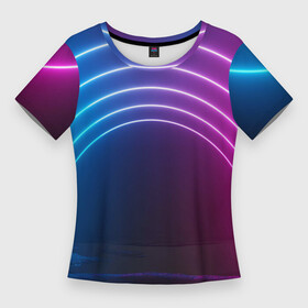 Женская футболка 3D Slim с принтом Арка неонового света full version в Екатеринбурге,  |  | абстракция | арка | детям | для детей | дуга | киберпанк | кислотный | неон | неоновая | неоновый | свет | ультра | яркий