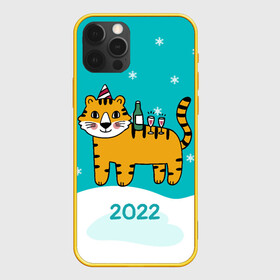 Чехол для iPhone 12 Pro с принтом Новогодний стол - тигр в Екатеринбурге, силикон | область печати: задняя сторона чехла, без боковых панелей | Тематика изображения на принте: 2022 | год тигра | новый год | новый год 2022 | символ года | тигр | тигренок | тигрица | тигры