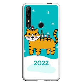 Чехол для Honor P Smart Z с принтом Новогодний стол - тигр в Екатеринбурге, Силикон | Область печати: задняя сторона чехла, без боковых панелей | Тематика изображения на принте: 2022 | год тигра | новый год | новый год 2022 | символ года | тигр | тигренок | тигрица | тигры