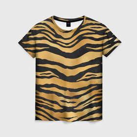 Женская футболка 3D с принтом Текстура шкуры тигра в Екатеринбурге, 100% полиэфир ( синтетическое хлопкоподобное полотно) | прямой крой, круглый вырез горловины, длина до линии бедер | 2022 | год тигра | новый год | новый год 2022 | символ года | тигр | тигренок | тигрица | тигры