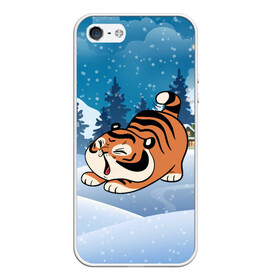 Чехол для iPhone 5/5S матовый с принтом Тигренок подтягивается в Екатеринбурге, Силикон | Область печати: задняя сторона чехла, без боковых панелей | 2022 | год тигра | новый год | новый год 2022 | символ года | тигр | тигренок | тигрица | тигры