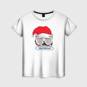 Женская футболка 3D с принтом Новогодний Диско Енотик в Екатеринбурге, 100% полиэфир ( синтетическое хлопкоподобное полотно) | прямой крой, круглый вырез горловины, длина до линии бедер | енот | енотики | новогоднийенот | подарокенот | рождество