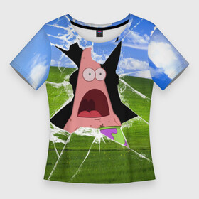 Женская футболка 3D Slim с принтом ПАТРИК  Сейчас будет локдаун в Екатеринбурге,  |  | patrick | sponge bob | spongebob | губка боб | звезда | квадратные штаны | мем | партик | сквэр пэнтс | спанч боб