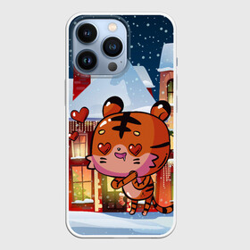 Чехол для iPhone 13 Pro с принтом Влюбленный новогодний тигренок в Екатеринбурге,  |  | 2022 | год тигра | новый год | новый год 2022 | символ года | тигр | тигренок | тигрица | тигры