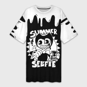 Платье-футболка 3D с принтом SUMMER SELFIE  BENDY AND THE INK MACHINE в Екатеринбурге,  |  | bendy | bendy and the ink machine | summer selfie | бенди | бенди и чернильная машина | большие чудеса | взлёты и падения | движущиеся картинки | последняя бобина | старая песня