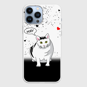 Чехол для iPhone 13 Pro Max с принтом CAT | LOVE в Екатеринбурге,  |  | Тематика изображения на принте: cat | cats | брызги | как у всех | кот | котик | любовь | подарок | прикол | сердечки | сердце | смешно | угар | хочу | чб | черное белое