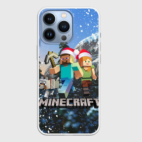 Чехол для iPhone 13 Pro с принтом НОВЫЙ ГОД В МАЙНКРАФТ   WINTER IS MINECRAFT 2022 в Екатеринбурге,  |  | 2022 | block | creeper | cube | minecraft | piggy | pixel | tnt | блок | гаст | геометрия | дед мороз | зима близко | крафт | крипер | кубики | майнкрафт | новогодний minecraft | новогодний майнкрафт | новый год | пиксели