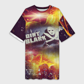 Платье-футболка 3D с принтом Point Blank  Black Fire в Екатеринбурге,  |  | ncsoft | point blank разбитые стекла | zepetto | взрыв | патроны в огне | поинт бланк огонь