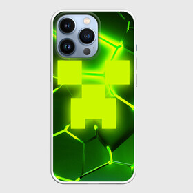 Чехол для iPhone 13 Pro с принтом 3D ПЛИТЫ МАЙНКРАФТ   ТРЕЩИНЫ   СОТЫ   HEXAGON NEON в Екатеринбурге,  |  | 3d | 3d плиты | block | creeper | cube | minecraft | neon | pixel | tnt | блок | гаст | геометрия | крафт | крипер | кубики | майнкрафт | неон | пиксели | тнт | трещины