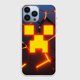 Чехол для iPhone 13 Pro Max с принтом ОГНЕННЫЙ КРИПЕР | 3D ПЛИТЫ   FIRE CREEPER в Екатеринбурге,  |  | 3d | 3d плиты | 3d разлом | block | creeper | cube | fire | flame | game | geometry | hexagon | minecraft | neon | pixel | tnt | блок | гаст | геометрия | детям | компьютерная игра | крафт | крипер | кубики | майнкрафт | неон | огненный майк