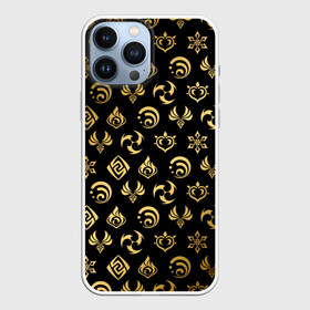 Чехол для iPhone 13 Pro Max с принтом GOLDEN GENSHIN IMPACT PATTERN   ЗОЛОТО ГЕНШИН ИМПАКТ в Екатеринбурге,  |  | Тематика изображения на принте: genshin impact | heroes genshi | альбедо | барбара | беннет | бэй доу | венти | гань юй | джинн | дилюк | диона | кли | кэ цин | кэйа | лиза | мона | нин гуан | ноэль | путешественник | рэйзор | сахароза | син цю | синь янь