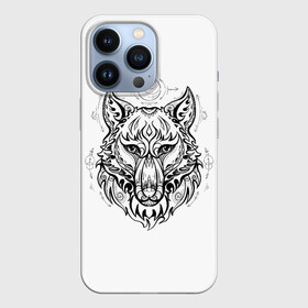 Чехол для iPhone 13 Pro с принтом Волчий портрет в Екатеринбурге,  |  | волк | волколак | волчара | лайка | луна | оборотень | портрет | силуэт | собака | тату | хаски | хищник | эзотерический | этнический