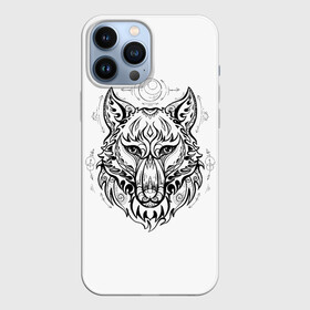 Чехол для iPhone 13 Pro Max с принтом Волчий портрет в Екатеринбурге,  |  | волк | волколак | волчара | лайка | луна | оборотень | портрет | силуэт | собака | тату | хаски | хищник | эзотерический | этнический