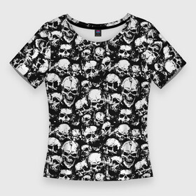 Женская футболка 3D Slim с принтом Screaming skulls в Екатеринбурге,  |  | bone | bones | screaming | screaming skulls | skull | skulls | кости | кричат | кричащие | кричащие черепа | череп | черепа