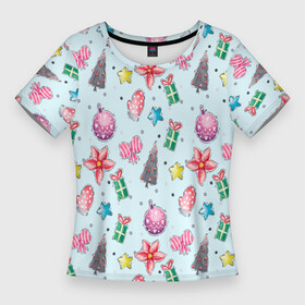 Женская футболка 3D Slim с принтом Рождество 2022 в Екатеринбурге,  |  | одежа к рождеству | одежка к рождеству | подарок на рождество | прикол рождество | рождественская одежда | рождество 2022 | счастливого рождества