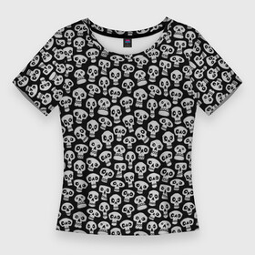 Женская футболка 3D Slim с принтом Funny skulls в Екатеринбурге,  |  | bone | bones | funny | skulls | кости | череп | черепа