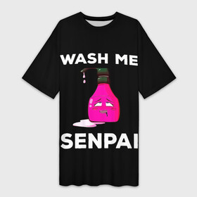 Платье-футболка 3D с принтом WASH ME SENPAI в Екатеринбурге,  |  | ahegao | anime | covey | culture | kawai | kowai | manga | oppai | otaku | sempai | senpai | sugoi | trend | waifu | yandere | аниме | ахегао | вайфу | ковай | манга | отаку | семпай | сенпай | тренд | х