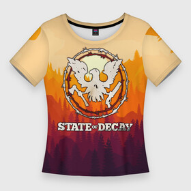Женская футболка 3D Slim с принтом State of Decay  Логотип в Екатеринбурге,  |  | state of decay | загнивающий штат | зомби апокалипсис | состояние распада | стейт оф дикей