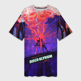 Платье-футболка 3D с принтом Disco art в Екатеринбурге,  |  | disco elysium | game | games | диско элизиум | игра | игры