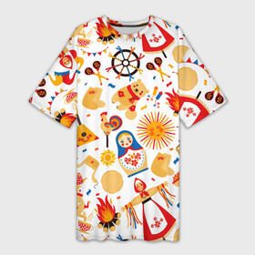 Платье-футболка 3D с принтом Масленница 2022 в Екатеринбурге,  |  | 2022 | блины | масленница | праздник | русские народные | чучело