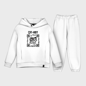 Детский костюм хлопок Oversize с принтом QR код | QR кот в Екатеринбурге,  |  | qr code | qr код | qr кот | qrкот | ковид | ковид 19 | код | коронавирус | кот | кр код | мем | мемы | пандемия | прикол | смешной | юмор