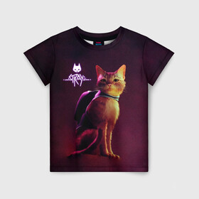 Детская футболка 3D с принтом Stray  Блуждающий кот в Екатеринбурге, 100% гипоаллергенный полиэфир | прямой крой, круглый вырез горловины, длина до линии бедер, чуть спущенное плечо, ткань немного тянется | stray | блуждающий кот | бродить | игра про кота | потерявшийся кот | стрей | стрэй
