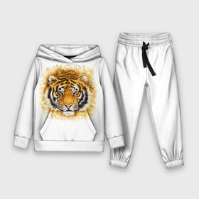 Детский костюм 3D (с толстовкой) с принтом Дикий Тигр (Wild Tiger) в Екатеринбурге,  |  | animal | beast | cat | predator | tiger | амурский тигр | белый тигр | год тигра | дикий тигр | животное | зверь | злой тигр | кот | новый год 2022 | оскал | охотник | полосатая кошка | полоски тигра | саблезубый тигр