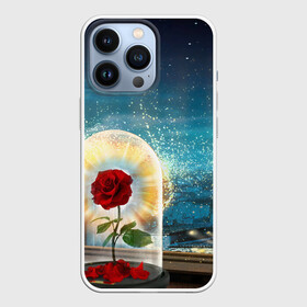 Чехол для iPhone 13 Pro с принтом Роза в Колбе в Екатеринбурге,  |  | красивая роза | красная роза | лепестки роз | ночь за окном | прозрачная колба | роза | роза и ночь | роза с шипами | цветок в колбе | цветок на окне