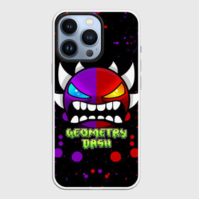 Чехол для iPhone 13 Pro с принтом GEOMETRY DASH DEMONS LEVELS, БРЫЗГИ КРАСОК в Екатеринбурге,  |  | 2d | arcade | colors | demon | game | geometry | geometry dash | levels | meltdown | paints | robtop | smile | аркада | брызги | брызги красок | геометрический тире | геометрия | демон | краски | раннер | смайлы | уровни | эмоции