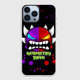 Чехол для iPhone 13 Pro Max с принтом GEOMETRY DASH DEMONS LEVELS, БРЫЗГИ КРАСОК в Екатеринбурге,  |  | 2d | arcade | colors | demon | game | geometry | geometry dash | levels | meltdown | paints | robtop | smile | аркада | брызги | брызги красок | геометрический тире | геометрия | демон | краски | раннер | смайлы | уровни | эмоции