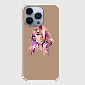 Чехол для iPhone 13 Pro с принтом Портрет в розовых тонах в Екатеринбурге,  |  | девушка | девушкам | для женщин | женская | женский | женское | женское лицо | живопись | портрет | розовые волосы