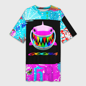 Платье-футболка 3D с принтом 6IX9INE GOOBA  TEKASHI 69 в Екатеринбурге,  |  | 6ix9ine | 6ix9ine акула | daniel hernandez | gooba | rap | shark | six nine | tekashi | акула | даниэль эрнандес | музыка | реп | сикс найн | текаши