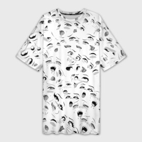 Платье-футболка 3D с принтом Ахегао без границ в Екатеринбурге,  |  | ahegao | anime | manga | аниме | ахегао | коллаж | манга | паттерн