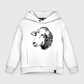 Детское худи Oversize хлопок с принтом Black and White Sheep в Екатеринбурге, френч-терри — 70% хлопок, 30% полиэстер. Мягкий теплый начес внутри —100% хлопок | боковые карманы, эластичные манжеты и нижняя кромка, капюшон на магнитной кнопке | animal | sheep | голова | животное | овечка | шерсть