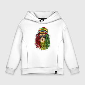 Детское худи Oversize хлопок с принтом Rasta lioN в Екатеринбурге, френч-терри — 70% хлопок, 30% полиэстер. Мягкий теплый начес внутри —100% хлопок | боковые карманы, эластичные манжеты и нижняя кромка, капюшон на магнитной кнопке | Тематика изображения на принте: animal | dreadlocks | headphones | jah | jamaica | king | lion | music | rasta | rastafari | reggae | джа | дреды | лев | музыка | очки | раста | растаман | растафари | регги | рэгги | царь зверей | ямайка