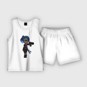 Детская пижама с шортами хлопок с принтом Arcane 3D JINX в Екатеринбурге,  |  | arcane | jinx | league of legends | netflix | аркейн | джинкс | лига легеннд
