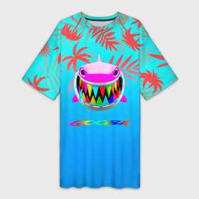Платье-футболка 3D с принтом 6IX9INE tropical в Екатеринбурге,  |  | 6ix9ine | 6ix9ine акула | daniel hernandez | gooba | rap | shark | six nine | tekashi | акула | даниэль эрнандес | музыка | реп | сикс найн | текаши