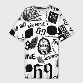 Платье-футболка 3D с принтом [6IX9INE]  Pattern в Екатеринбурге,  |  | 6ix9ine | 6ix9ine акула | daniel hernandez | gooba | rap | shark | six nine | tekashi | акула | даниэль эрнандес | музыка | реп | сикс найн | текаши