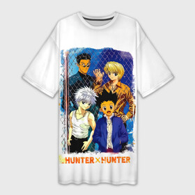 Платье-футболка 3D с принтом Главные герои Hunter x Hunter в Екатеринбурге,  |  | anime | furikusu | gon | gon furikusu | hunter x hunter | killua | killua zoldyck | kurapika | manga | zoldyck | аниме | гон | гон фрикс | золдик | курапика | леорио | леорио паладинайт | манга | охотник новичок | охотник х охотни