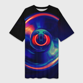 Платье-футболка 3D с принтом Сверхновая сингулярность в Екатеринбурге,  |  | вектор | графика | космос | красный | круг | синий | черная дыра | шар