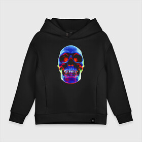 Детское худи Oversize хлопок с принтом Cool neon skull в Екатеринбурге, френч-терри — 70% хлопок, 30% полиэстер. Мягкий теплый начес внутри —100% хлопок | боковые карманы, эластичные манжеты и нижняя кромка, капюшон на магнитной кнопке | Тематика изображения на принте: color | hype | jaw | neon | orbits | skull | teeth | зубы | неон | пасть | хайп | цвет | череп