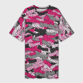 Платье-футболка 3D с принтом Розовый именной камуфляж Женя в Екатеринбурге,  |  | евгения | женя | имя | камуфляж | милитари | паттерн | розовый