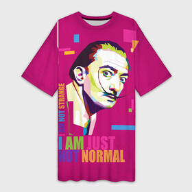 Платье-футболка 3D с принтом Salvador Dali: I am just not normal в Екатеринбурге,  |  | art | artist | crazy look | i am just not normal | i am not strange | painting | pop art | portrait | salvador dali | surrealist | живопись | искусство | портрет | сальвадор дали | сумасшедший взгляд | сюрреалист | художник | я не стран