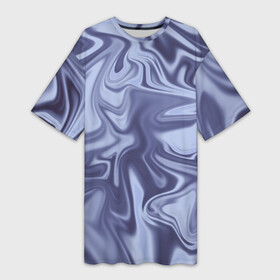 Платье-футболка 3D с принтом Crystal Abstract Blue в Екатеринбурге,  |  | абстракция | брызги | волна | кристаллический | разводы