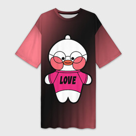 Платье-футболка 3D с принтом LALAFANFAN  LOVE в Екатеринбурге,  |  | duck | fanfan | lala | lalafanfan | love | игрушка | корейская | лала | лалафанфан | малыш | милота | мягкая | плюшевая | утенок | утка | уточка | фанфан